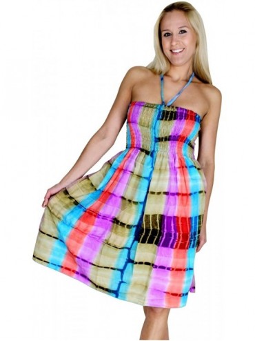 Cover-Ups Women's Midi Summer Beach Casual Dress Swimwear Cover Up Hand Tie Dye - Multicolor_i931 - CU11DX78CDL $36.59