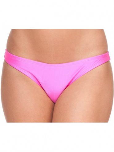 Bottoms Women's New Liquid or Shiny Bikini Swimsuit Bottom - Neon Pink - C011K5NMXNV $11.04