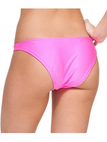 Bottoms Women's New Liquid or Shiny Bikini Swimsuit Bottom - Neon Pink - C011K5NMXNV $11.04