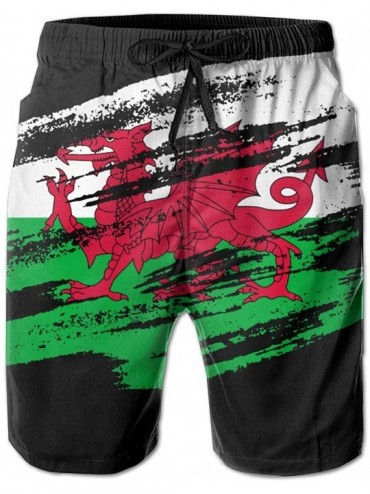 Board Shorts Vintage Welsh Flag Mens Swim Trunks Casual Quick Dry Board Shorts - CW1936WTI4C $77.80