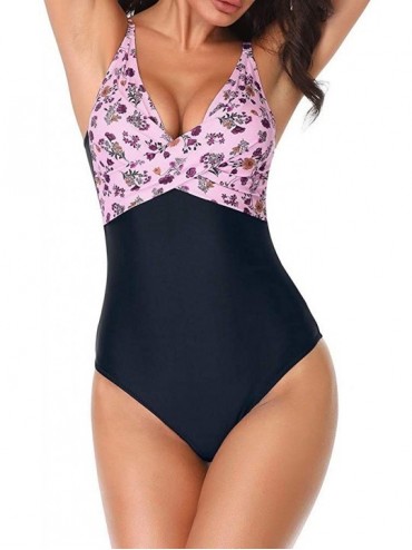 Sets Bathing Suits for Women- Sexy Vintage Floral Halter Push-Up Bra Cheeky Bikini Tankini Monokini Beachwear Swimwear - A-pu...