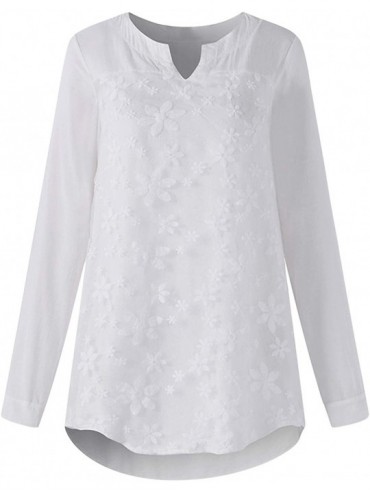 Rash Guards Womens Long Sleeve T Shirts Henley Neck Loose Tunic Tops Blouse - White - CT18TUM0H5Q $23.78
