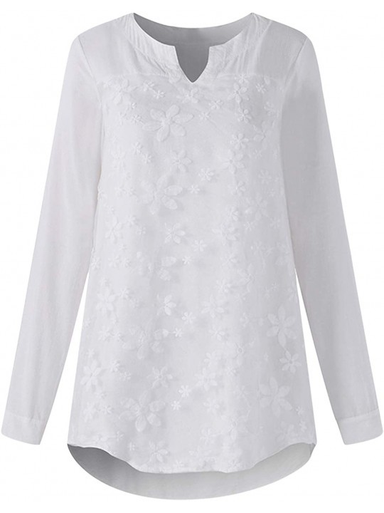 Rash Guards Womens Long Sleeve T Shirts Henley Neck Loose Tunic Tops Blouse - White - CT18TUM0H5Q $15.11