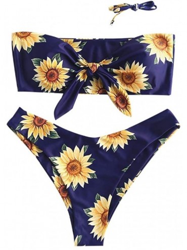 Sets Women's Bandeau Bikini Set Strapless Swimsuits Fruit Cherry/Lemon/Pineapple/Watermelon/Avocado Printed - Sunflower-dark ...