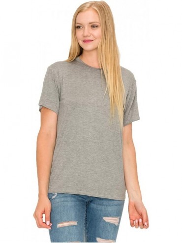 Cover-Ups Women Boyfriend Tee Short Sleeve Cozy Tunic Top Plain Cover Up Made in USA - Heather Grey - C3190AL09A2 $28.74