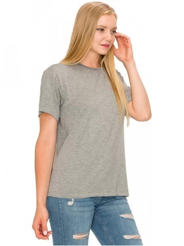 Cover-Ups Women Boyfriend Tee Short Sleeve Cozy Tunic Top Plain Cover Up Made in USA - Heather Grey - C3190AL09A2 $12.32