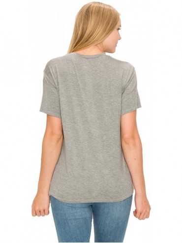 Cover-Ups Women Boyfriend Tee Short Sleeve Cozy Tunic Top Plain Cover Up Made in USA - Heather Grey - C3190AL09A2 $12.32