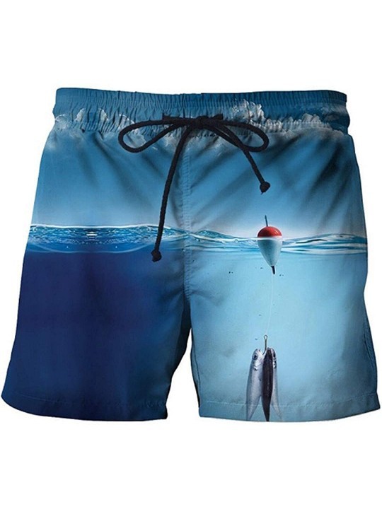 Board Shorts Men's Beach Shorts Fish Shark 3D Printed Men's and Women's Beach Shorts - Green - CD18UX4E5ZN $22.78