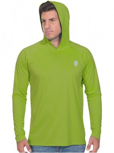 Rash Guards Fishing Shirts for Men Long Sleeve - Sun Protection SPF 50+ UV Tshirt Hoodies - Spring Green - CO196X9ZO3C $43.87