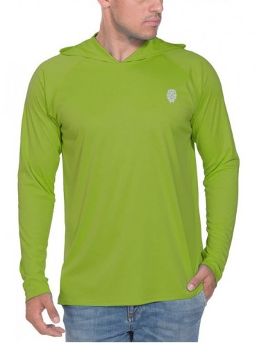 Rash Guards Fishing Shirts for Men Long Sleeve - Sun Protection SPF 50+ UV Tshirt Hoodies - Spring Green - CO196X9ZO3C $27.35