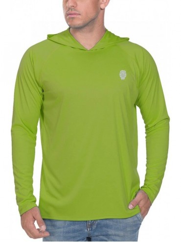 Rash Guards Fishing Shirts for Men Long Sleeve - Sun Protection SPF 50+ UV Tshirt Hoodies - Spring Green - CO196X9ZO3C $27.35