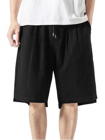 Trunks Mens Casual Big and Tall Cargo Shorts Outdoor Drawstring Beach Trunks Fashion Solid Relaxed Fit Walk Pants - Black&1 -...