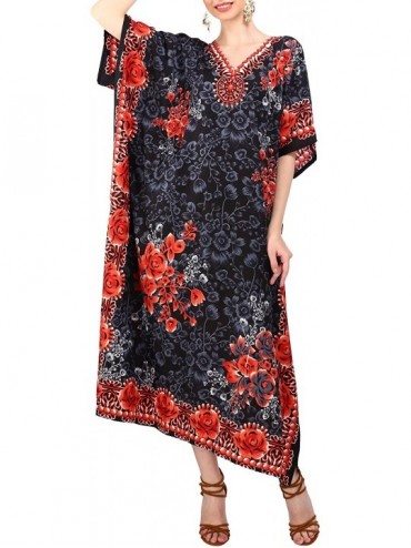 Cover-Ups London Ladies Kaftans Kimono Maxi Style Dresses Suiting Teens to Adult Women in Regular to Plus Size - 601-black - ...