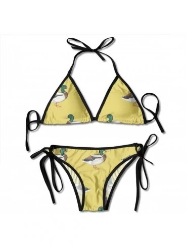 Sets Womens Sexy Bikinis Swimsuits Bathing Suits Triangle Halter Two Piece - Mallard Duck - CR18R0KE9NN $29.56