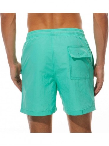 Trunks Mens Swim Trunks Swiming Trunk Quick Dry Swimming Beach Shorts with Pockets Mesh Lining Swim Suits - Green - CO19682H9...