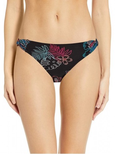 Tankinis Women's Bikini Bottom Swimsuit with Side Twist Detail - La Palma Black Floral - CF18HTR3Z5I $36.93
