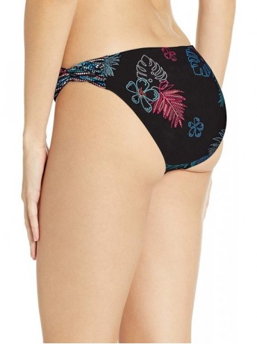 Tankinis Women's Bikini Bottom Swimsuit with Side Twist Detail - La Palma Black Floral - CF18HTR3Z5I $21.87