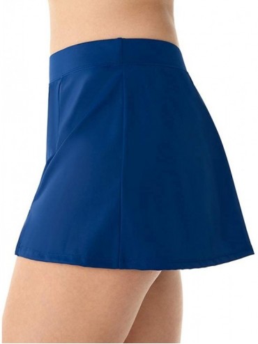 Tankinis Women's Swimwear Side Slit Swim Skirt Bathing Suit Bottom - Marine Blue - C418RYO2QYH $42.97