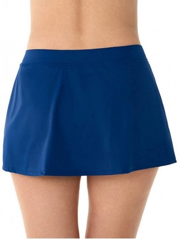 Tankinis Women's Swimwear Side Slit Swim Skirt Bathing Suit Bottom - Marine Blue - C418RYO2QYH $42.97