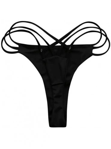 Tankinis Women Sexy Brazilian Bikini Bottom Thong Stretch Cross Swimsuit Bathing Suit Cheeky Low Rise Bikini Swim Shorts - C6...