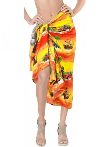 Cover-Ups Women's Swimwear Pareo Beach Cover Up Sarong Wrap Skirts Hand Tie Dye B - Autumn Yellow_a334 - CY18E5L8E75 $20.31