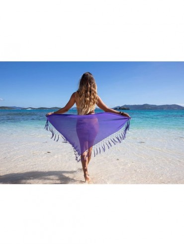 Cover-Ups Womens Sheer Swimsuit Cover-Up Sarong in Your Choice of Colors - Purple-ns - CL184YYL0LL $12.21