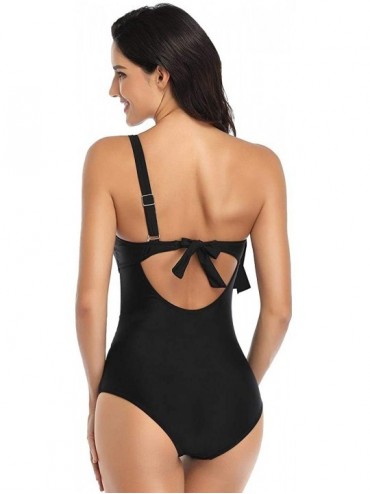 One-Pieces Womens One Piece Mesh Swimsuits One Shoulder Swimwear Asymmetric Ruffle Monokini Padded Push Up Bathing Suit Beach...