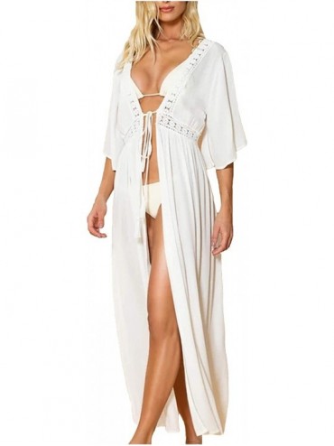Cover-Ups Womens Bikini Cover Ups Beach Casual Dress Coverup Swimsuits Long Cardigan - Backless White 25 - CE194ME556A $34.05
