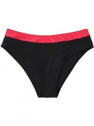 Bottoms Women's Color Block Mid Waist Hipster Bikini Swimsuit Bottom - Red - CE196IX90TY $17.99