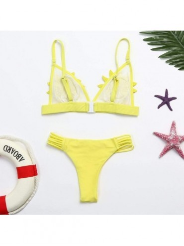 Sets Floral Bikini Set Women Push-up Padded Bra Swimsuit Bathing Swimwear - Yellow - C618SC7Q59Y $15.39