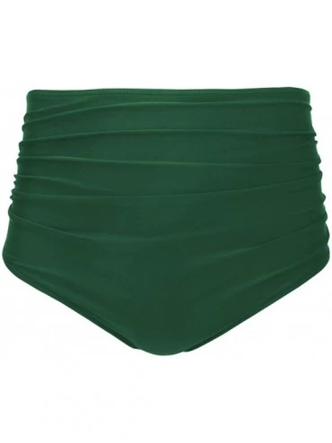 Board Shorts Women Retro High Waisted Bikini Bottom Ruched Swim Brief Short Tankinis - Green-1 - CE18YZQA65A $26.38