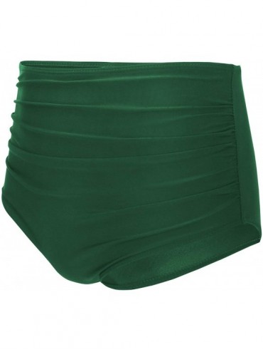 Board Shorts Women Retro High Waisted Bikini Bottom Ruched Swim Brief Short Tankinis - Green-1 - CE18YZQA65A $12.83