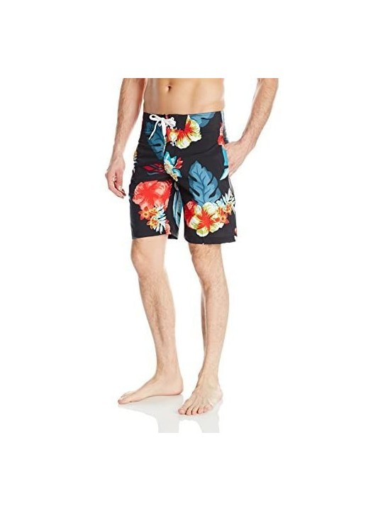 Board Shorts Men's Papagayo Floral Board Short - Black - C012N3UV6WT $26.47