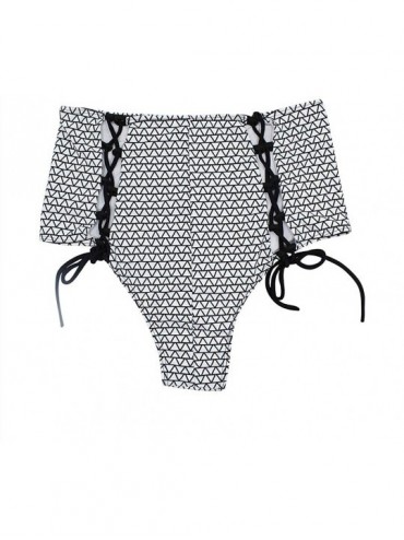 Bottoms Swimming Trunks Holographic Fashion Sexy High Waisted Shorts Lattice Swimsuit Bottoms with Braided String - B Silver ...