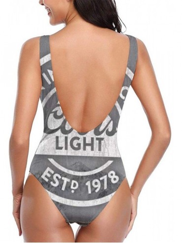 One-Pieces Women's Coors Light High Cut Low Back One Piece Swimwear Bathing Suits - Coors Light3 - CM197HQ0U66 $27.65