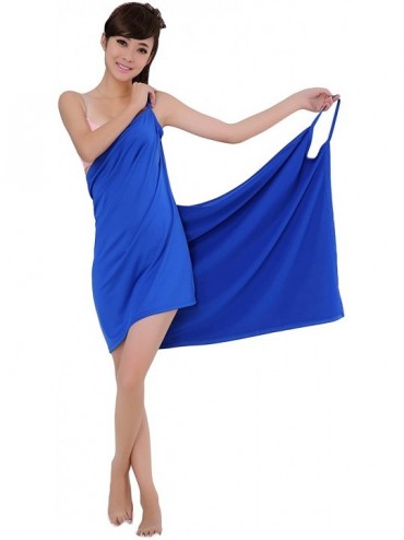 Cover-Ups Sexy Women Deep V Sling Bath Skirt Lady Beach Bath Dress Soft Spa Bath Towel 55''28'' - Dark Blue - CU11UHQ8PAZ $12.31