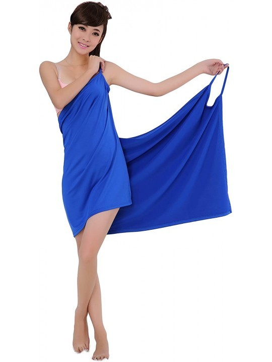 Cover-Ups Sexy Women Deep V Sling Bath Skirt Lady Beach Bath Dress Soft Spa Bath Towel 55''28'' - Dark Blue - CU11UHQ8PAZ $12.31