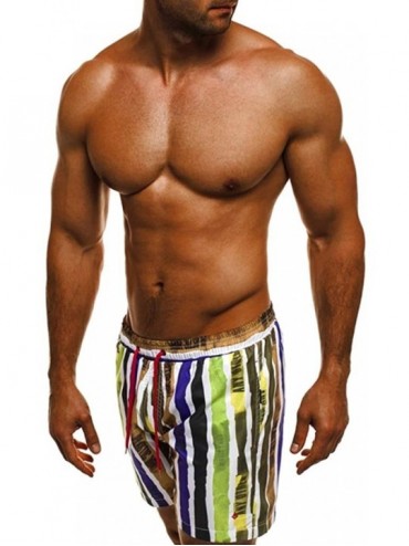 Trunks Mens Swim Trunks by Balakie- Printed Shorts Hawaiian Fitness Casual Beach Pants - Yellow - CI18OK68T79 $23.59