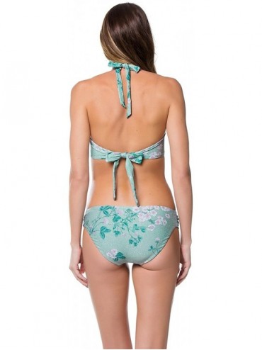 Tops Womens Floral Metallic Bikini Swim Top Green D - CT18DTHEWEM $21.56