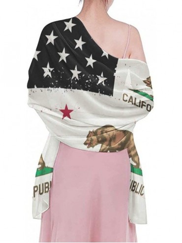 Cover-Ups Women Luxury Chiffon Swimwear Cover Up- Oversize Beach Sarong Shawl Wrap - American Usa California Flag - CD19C6NX9...