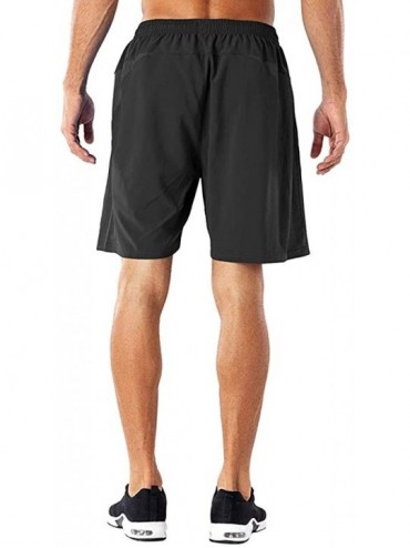 Racing Men's Workout Running Shorts Quick Dry Outdoors Gym Summer Beach Shorts with Pockets - Black - CJ196UOEDTU $12.81