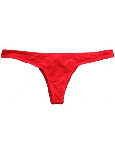 Bottoms Women's Sexy Cheeky Bikini Bottom Booty T-Back Ladies Solid Classic Swimsuit - Red - CO183KWSM25 $10.86