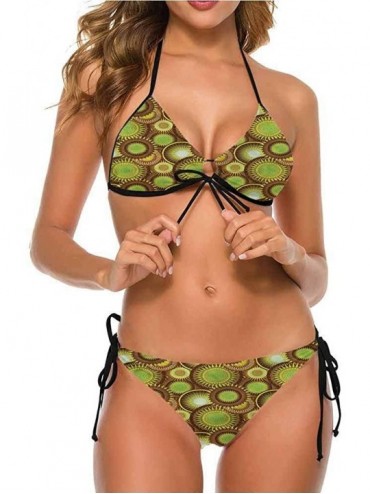 Bottoms Bikini Circle- Abstract Kiwi Design Zigzag Comfortable- Cute and Sexy - Multi 01-two-piece Swimsuit - CN19E75K7Y9 $58.81