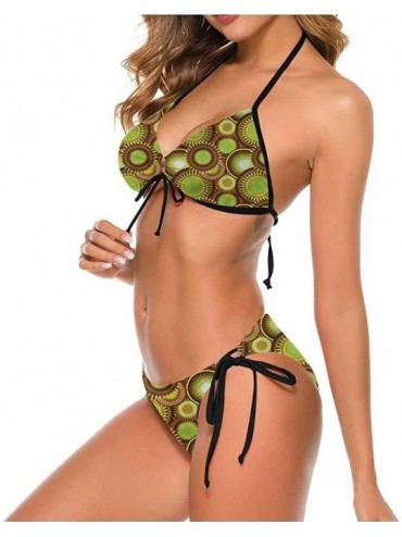Bottoms Bikini Circle- Abstract Kiwi Design Zigzag Comfortable- Cute and Sexy - Multi 01-two-piece Swimsuit - CN19E75K7Y9 $35.59