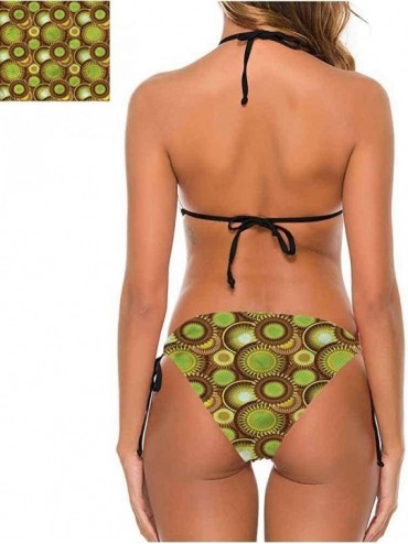 Bottoms Bikini Circle- Abstract Kiwi Design Zigzag Comfortable- Cute and Sexy - Multi 01-two-piece Swimsuit - CN19E75K7Y9 $35.59