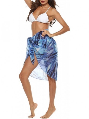 Cover-Ups Womens Bikini Bottom Cover Up Beach Sarong Wrap Swimwear Beach Skirt Cover Up - Blue Floral - C3193ITHMHO $22.31