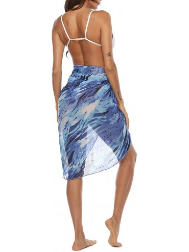 Cover-Ups Womens Bikini Bottom Cover Up Beach Sarong Wrap Swimwear Beach Skirt Cover Up - Blue Floral - C3193ITHMHO $9.78