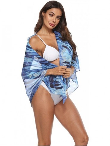 Cover-Ups Womens Bikini Bottom Cover Up Beach Sarong Wrap Swimwear Beach Skirt Cover Up - Blue Floral - C3193ITHMHO $9.78