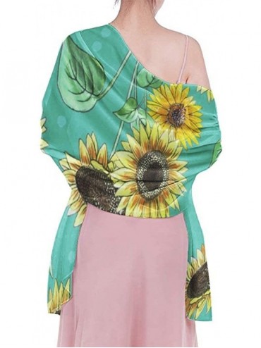 Cover-Ups Women Chiffon Sarong Beach Bikini Cover Up Wedding Party Shawls Wraps - Pretty Sunflower - CQ196UH2Z43 $24.47