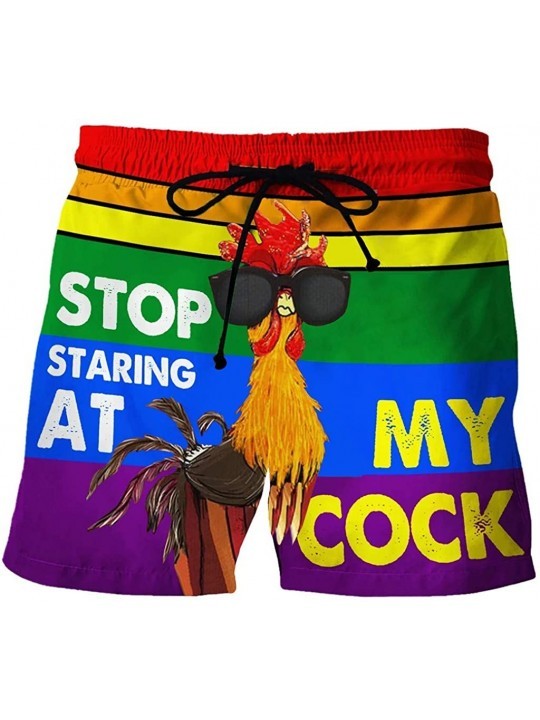 Board Shorts Funny Cock Turkey Print Swim Trunks for Men- Drawstring Plus Size Beach Sport Shorts Holiday Casual Bottoms S-5X...